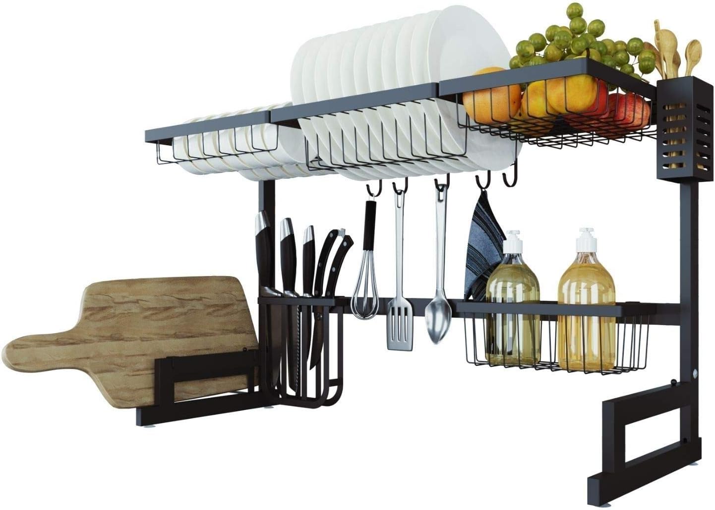 TOOLKISS Over The Sink Dish Drying Rack, Stainless Steel Dish Drainer Shelf for