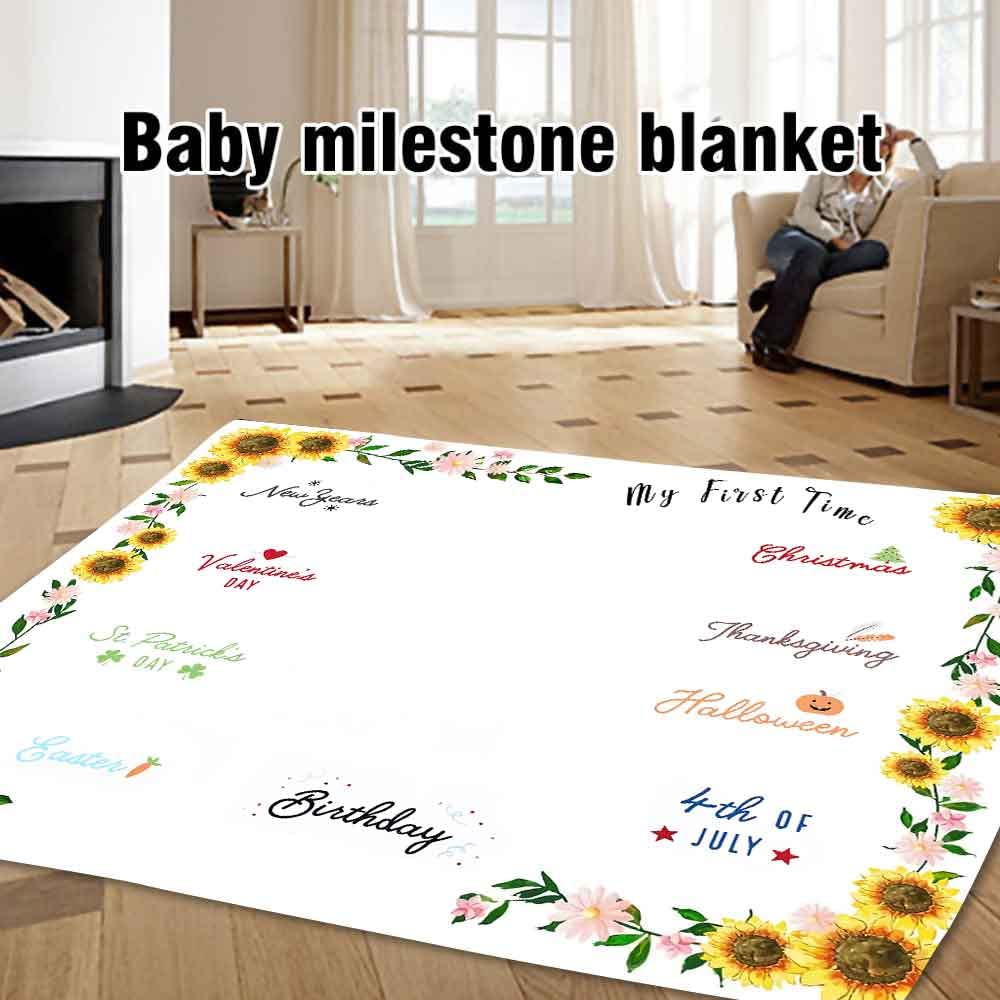 Baby Monthly Milestone Blanket for 1 to 12 Months Baby, Plush Holiday Sunflower Background for Baby Pictures Personalized, Includes Wreath and Frame 60"x40" BTQQLY409 - Image 4