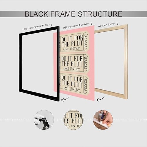 Miniatura 3 de BFADMN Trendy Do It For The Plot Posters Pink Ticket Stub Inspirational Quote Canvas Wall Art Retro Preppy Room Aesthetic Print Painting For Living