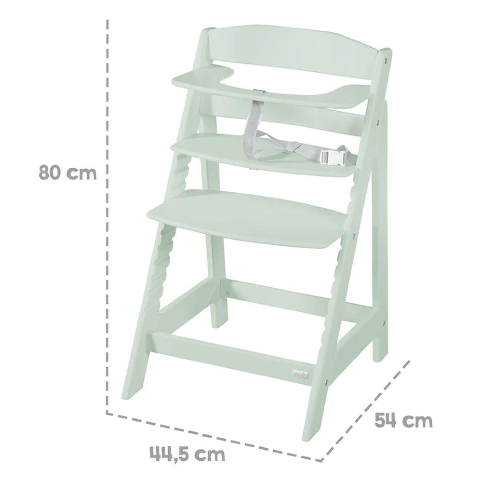 roba Babyhochstuhl Sit Up Flex - Mitwachsender Hochstuhl aus Holz - Verstellbarer Kinderhochstuhl mit Schrittgurt - ab 6 Monaten bis 70 kg - Mint