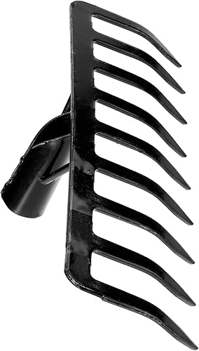 Miniatura 5 de uxcell Rastrillo de jardín de 9 dientes, rastrillo de piedra de acero al manganeso para jardín, granja, patio trasero, sin mango, solo cabeza de