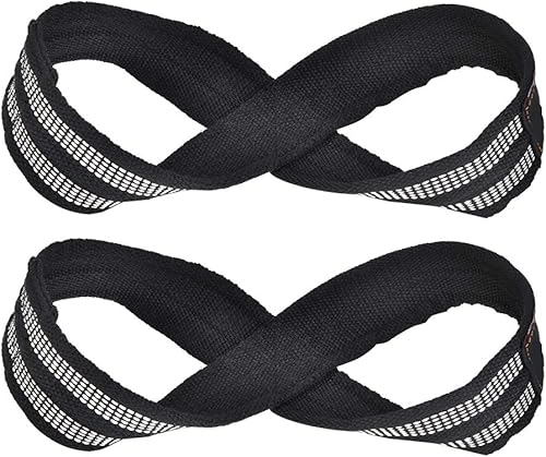 Keenso - 1 par de correas para levantamiento de pesas, figura 8 correas de levantamiento de peso muerto, correa de muñeca para dominadas, barra