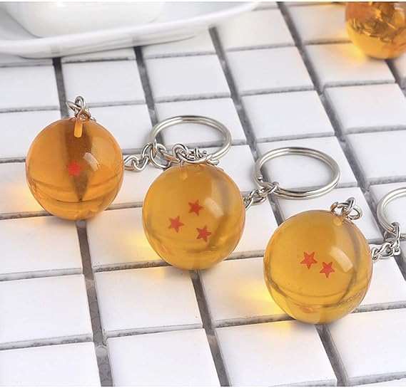 7Pack Dragon Ball Star Acrylic Keychains 2.7cm Crystal Play Ball 7 Stars Anime Keyring Pendant Anime Collectibles Ideal Gift for Kids Bday Gift DBZ Fun