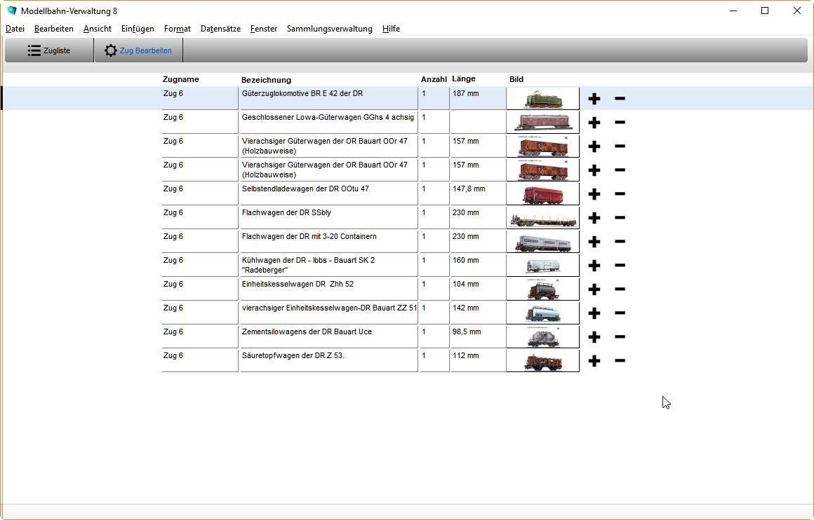 GS Modellbahn-Verwaltung 8 - Software zur Verwaltung von Modellbahnsammlungen - Datenbank Programm für Modellbahnen