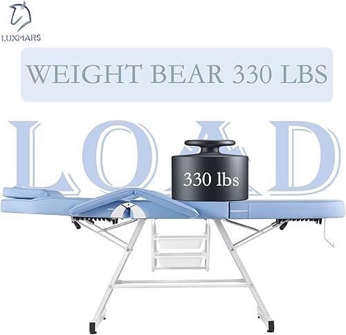 Miniatura 3 de LUXMARS Silla facial para pestañas, mesa de masaje para tatuajes, 73 pulgadas, 3 secciones, cama de masaje multiusos, mesa de tatuaje profesional,