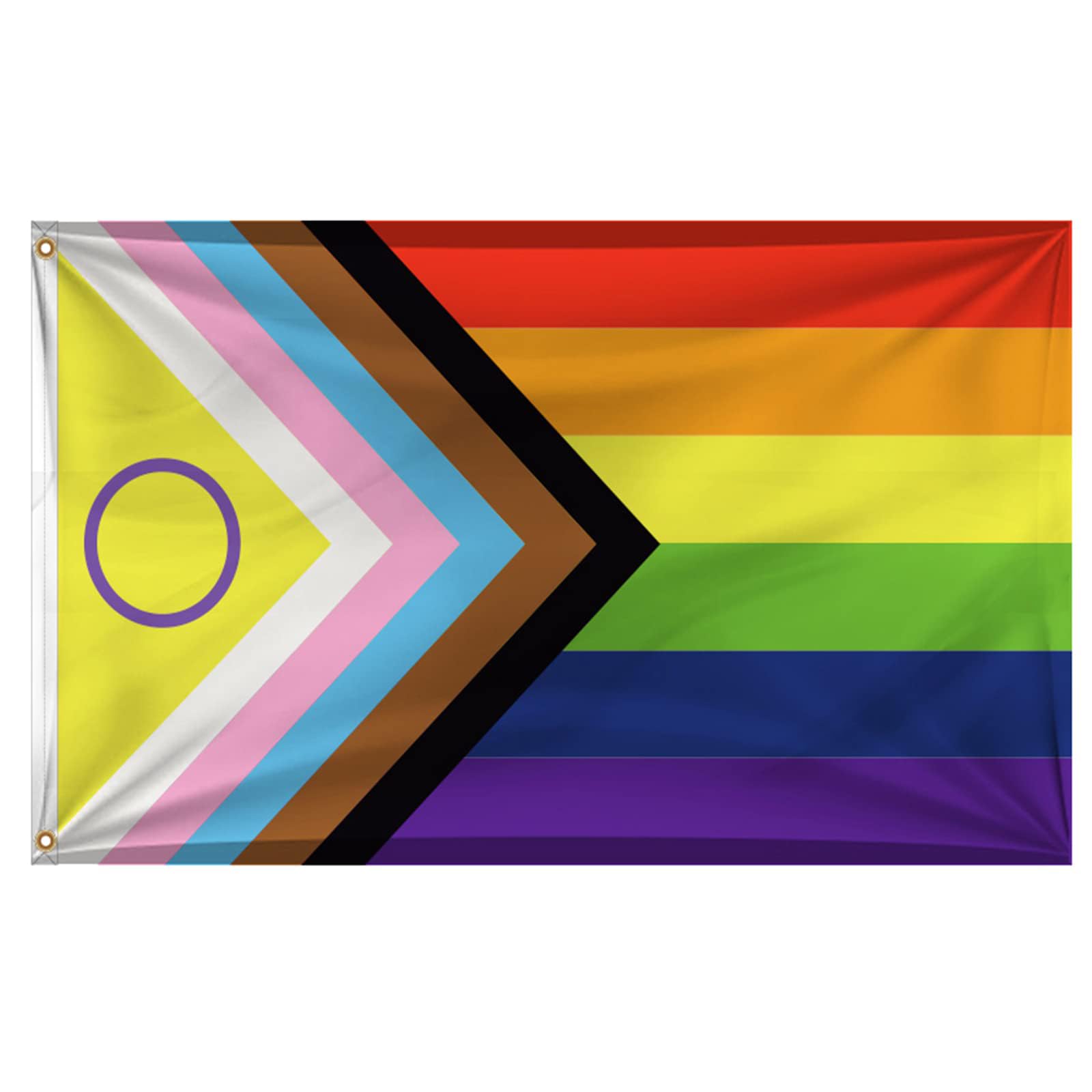 New Progress Pride Flag 4x6 Ft Outdoor, LGBTQ Support Gay Pride Progress Flags, Premium Inclusive Bisexual Rainbow Flag with 2 Brass Grommets