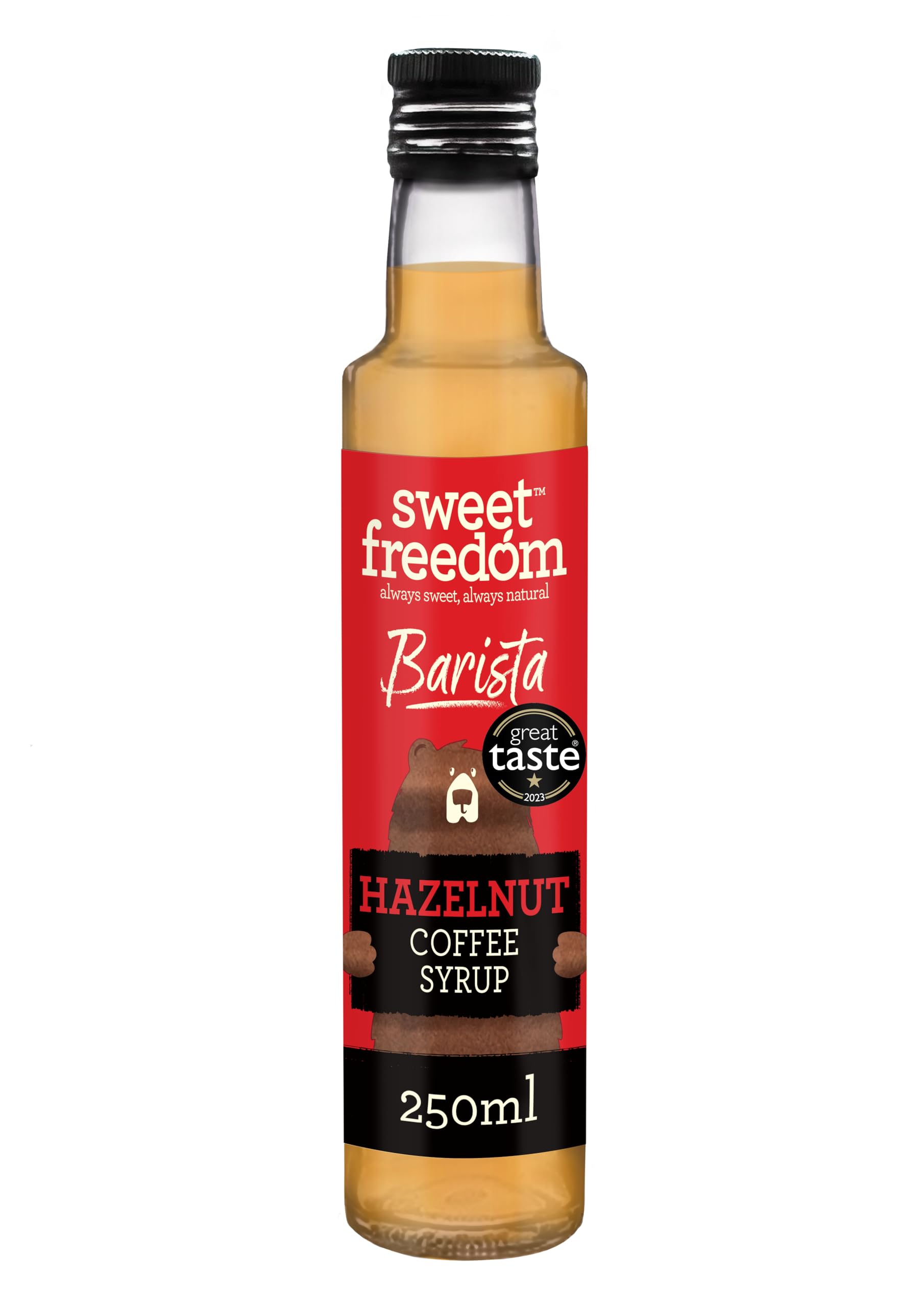 Sweet Freedom Barista Hazelnut Syrup 250 ml Bottle – Refined Sugar Free, Vegan Dizzle for Coffee and Hot Drinks (Pack of 1)