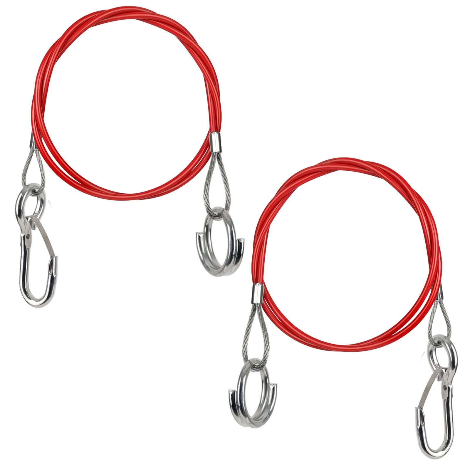 PARFCO 2 Stück Teile Abreißseil Anhänger, Sicherungsseil Anhänger Eisen und PVC, Länge 110 cm im Durchmesser 4 mm Bremsseil Anhängers, mit Eisenhaken, Geeignet für Anhängers-Sicherheitskabel