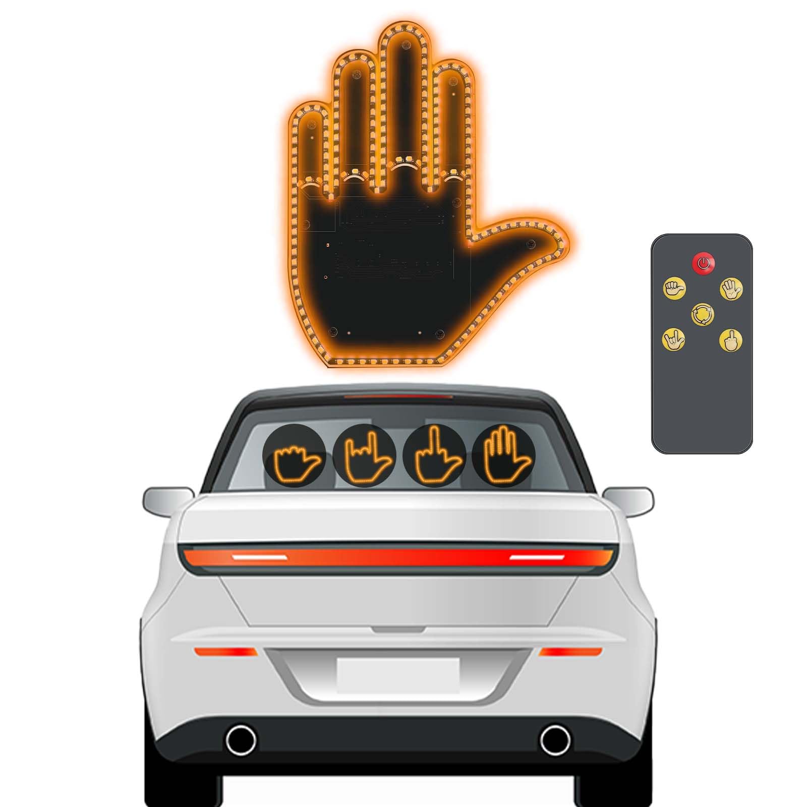 Easyhomie Finger Car LED Light, Remote Control Gesture Light with 4 Different Modes, Funny Car Gadgets and Vehicle Accessories (Battery Required)