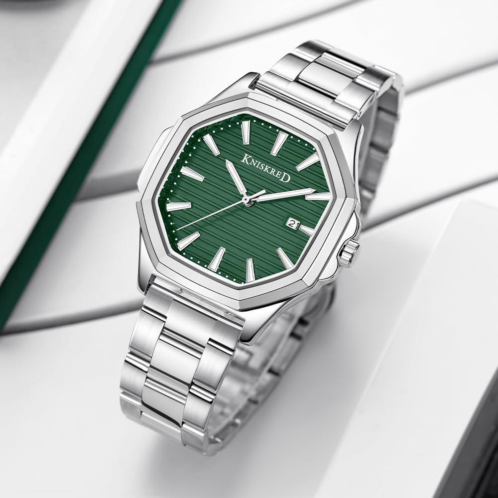 Business Watch for Men with Luminous Scale and Solid Stainless Steel Band Mens Calendar Watch