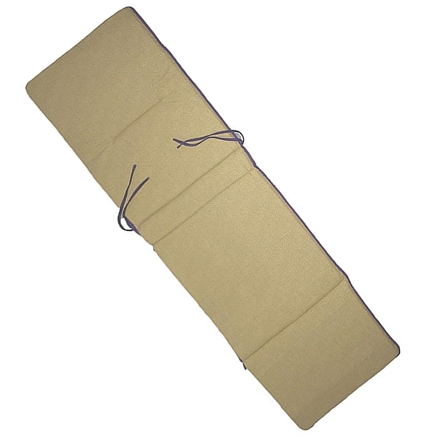 Cuscino imbottito copri sdraio stuoia mare per lettino prendisole spiaggia ricambio materassino piscina hotel Spiaggia e Giardino190x60cm Tessuto Resistente e Lacci di Fissaggio (beige)
