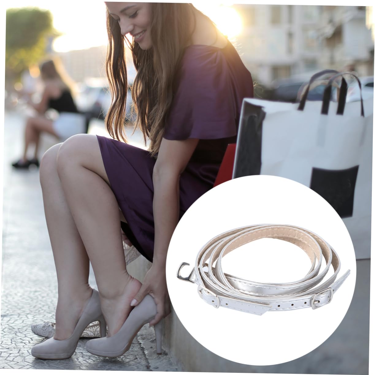 CONGARTENO 2 Pairs High Heel Shoelace Straps Women's Detachable Ankle Straps Shoe Extender for Women Chic Design