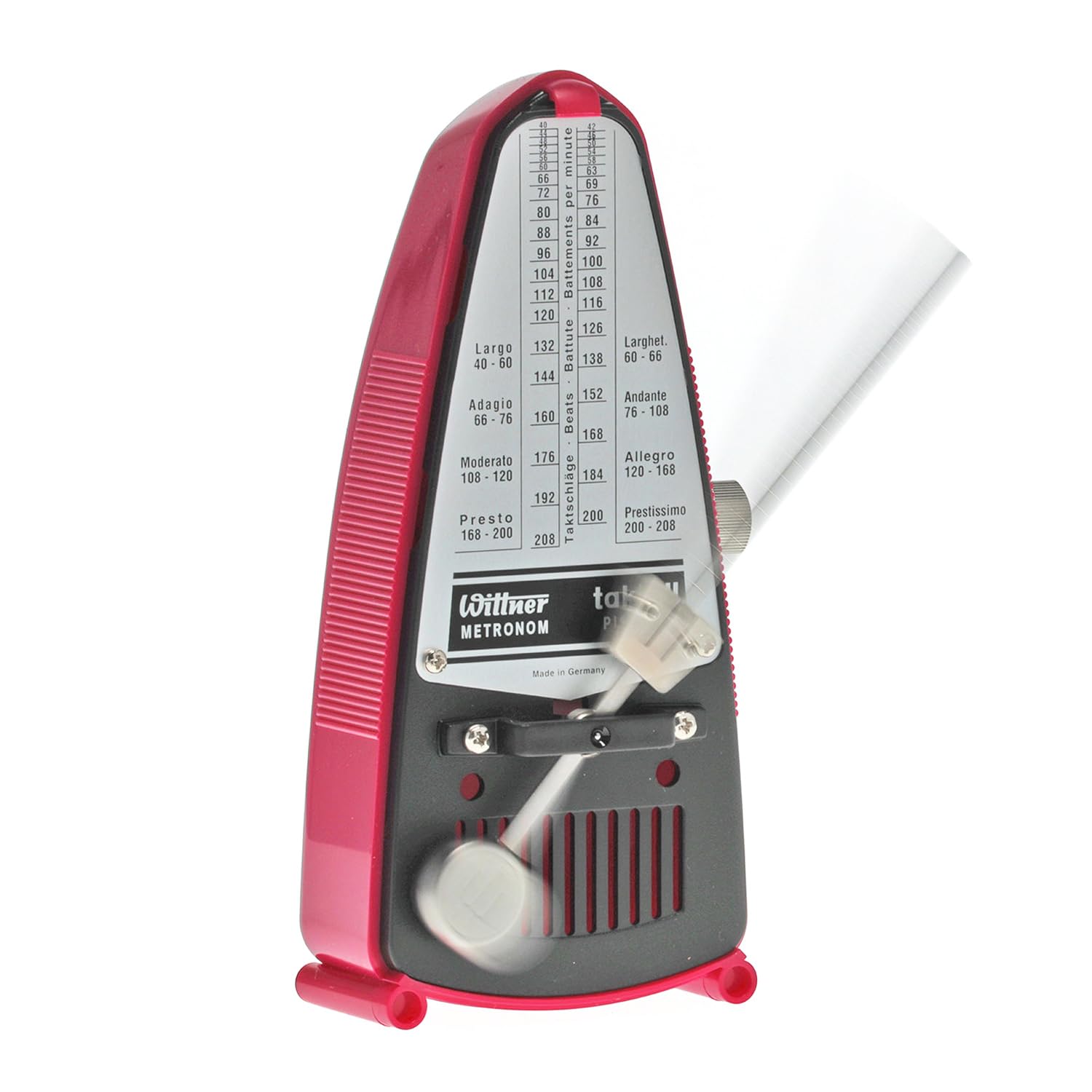Wittner Taktell Piccolo 830361 mechaniczny metronom ciemnoróżowy ze ściereczką z mikrofibry keepdrum