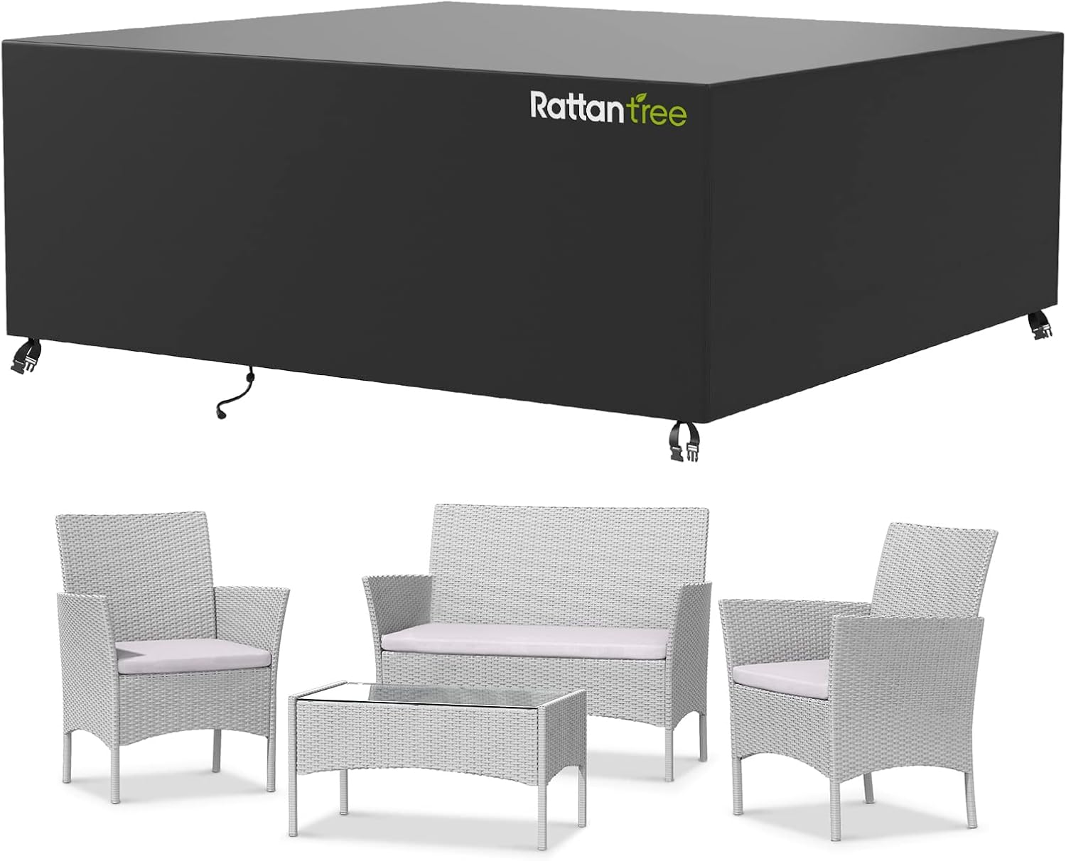 Rattantree Garden Furniture Covers Waterproof,125x125x74cm 420D Oxford