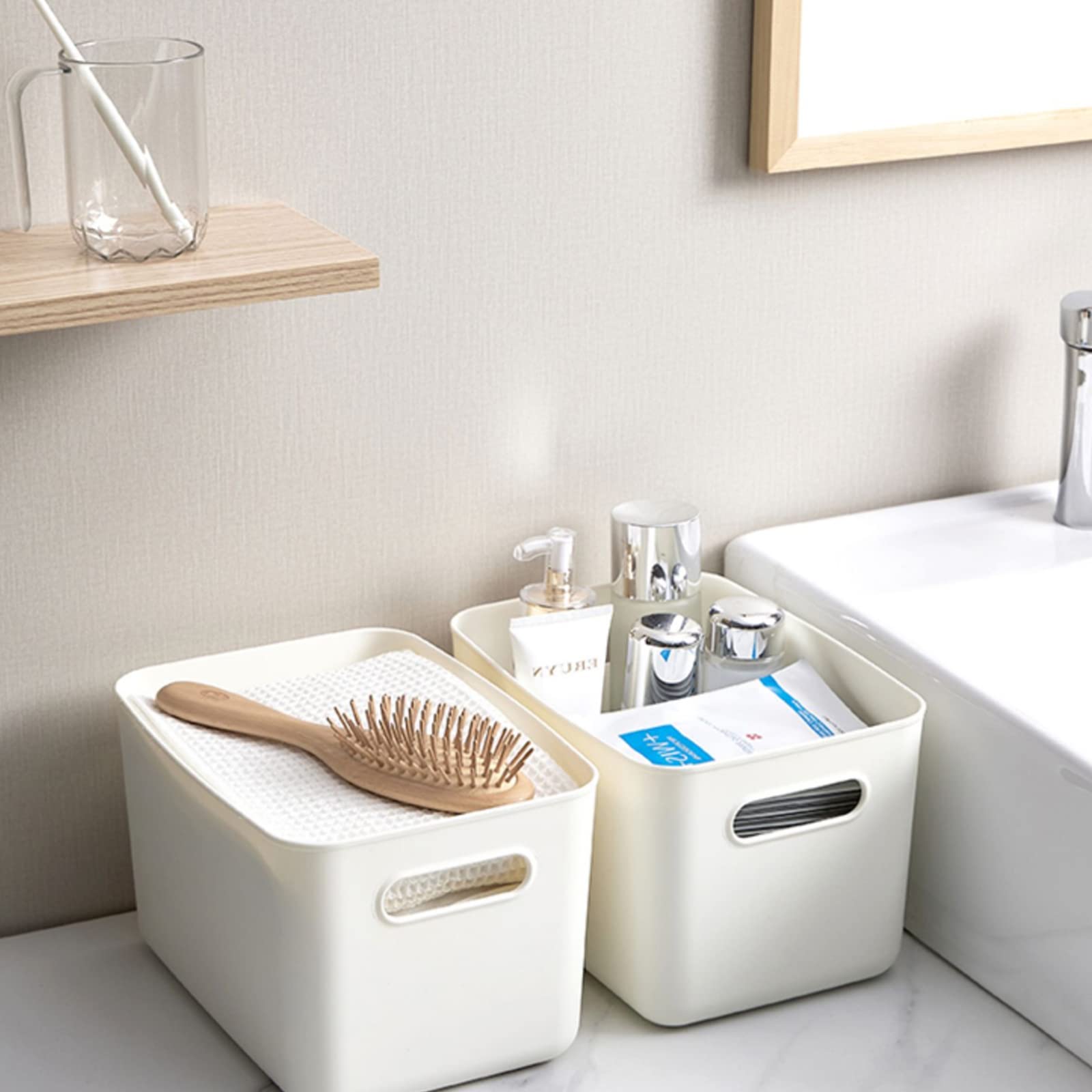 SINJEUN Confezione da 4 scatole portaoggetti in plastica con