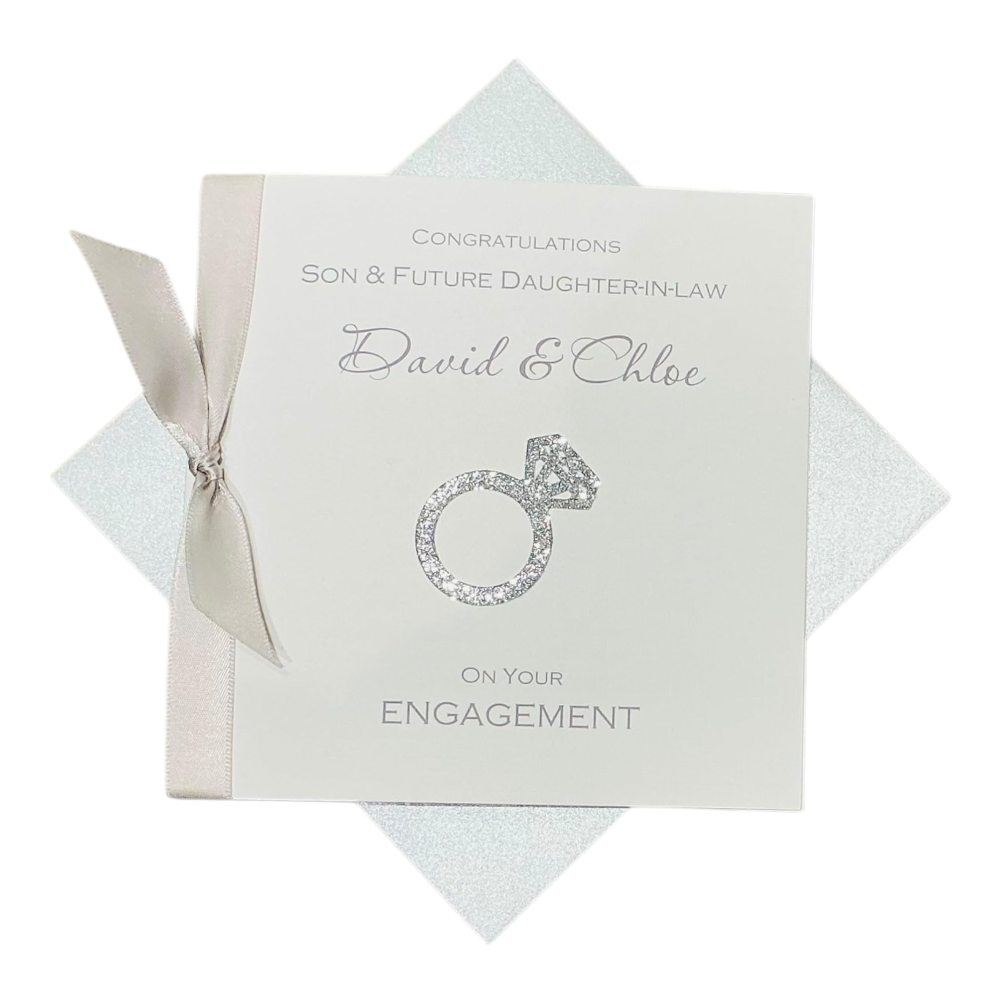 Son & Future Daughter-in-law Engagement Card Greeting Card, Personalised Gift Congratulations - Various Designs to Choose (Engagement Ring Son & FDIL)