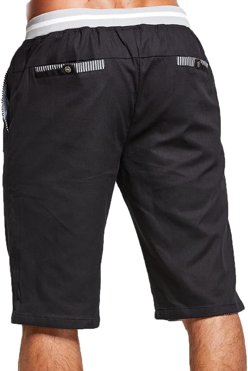 JustSun Mens Shorts Casual Classic Fit Cotton Summer Beach Shorts with Elastic Waist and Pockets - Image 3