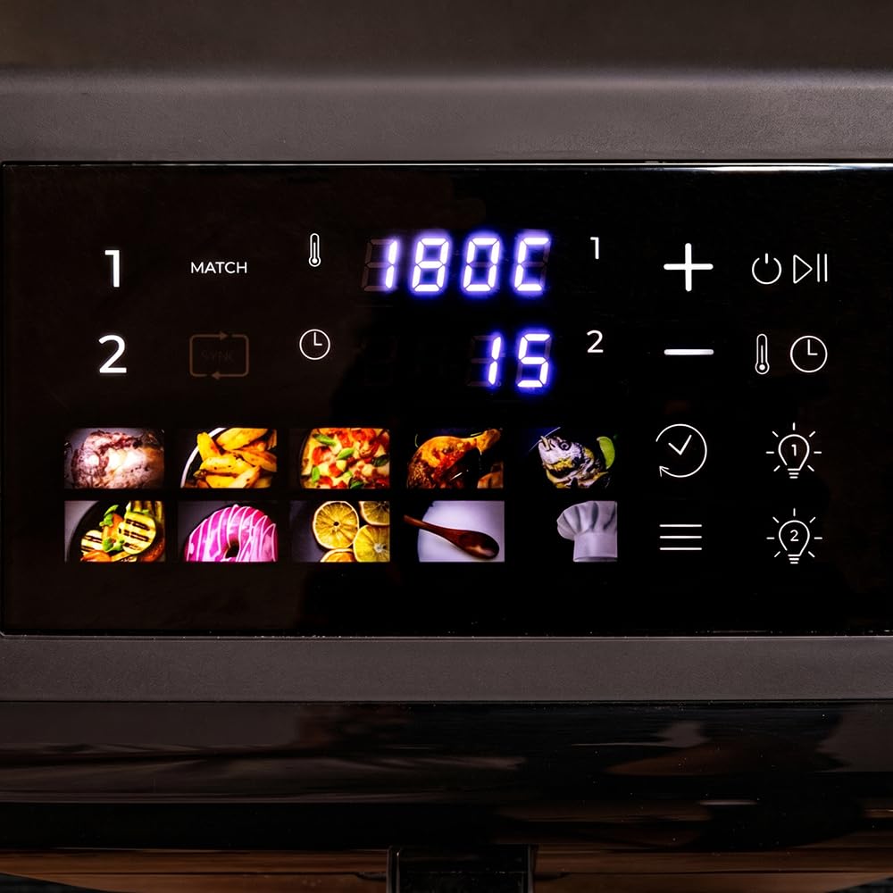 Cecotec Friggitrice ad Aria Verticale 12L Cecofry DuoLevel 12000 Window. 2900W, 2 Cestelli 6L, Finestra, Sync, 10 Menù, Temp Dual per Grandi Quantità, Cucina Veloce e Sana con Davvero Molto Poco Olio