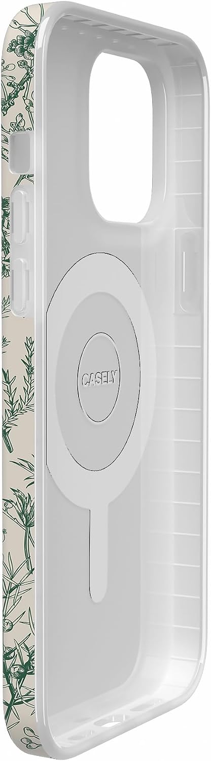 Casely iPhone 14 Pro Max Case | Sage Garden | Green Floral | Compatible with MagSafe | Classic Ultra Slim Design