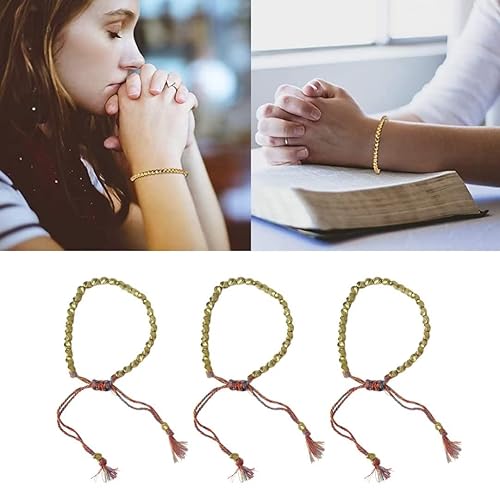 Miniatura 3 de 3 pulseras de cuentas de cobre tibetano, 6.3-10.2 pulgadas, ajustables, hechas a mano, trenzadas, pulseras de cuerda de la suerte para hombres y