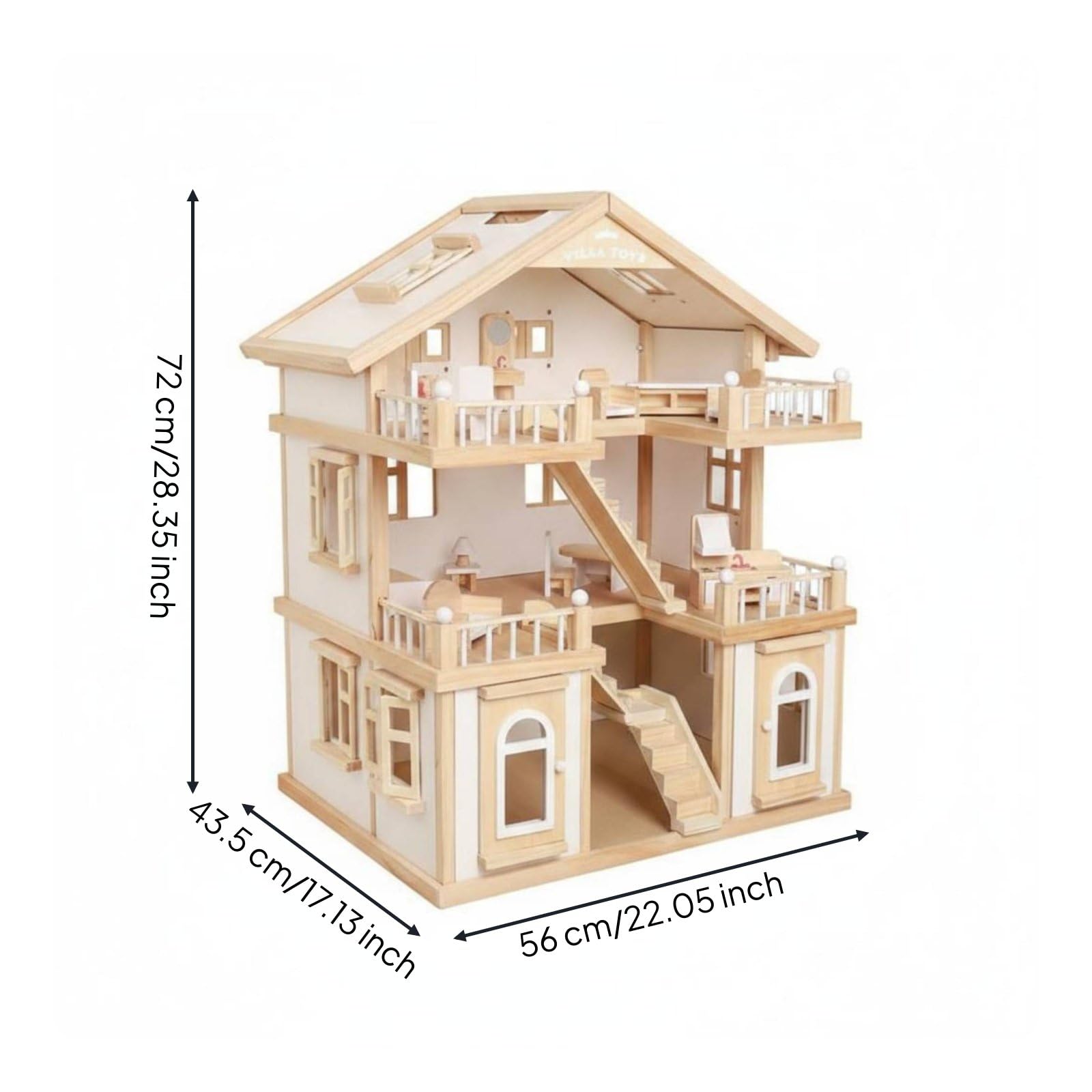 Casa Delle Bambole in Gioco Casa Principessa Casetta Giocoset per Bambini con Spazi Condivisibili E Componenti Apribili Adatta a Gioco Collaborativo, Bianco