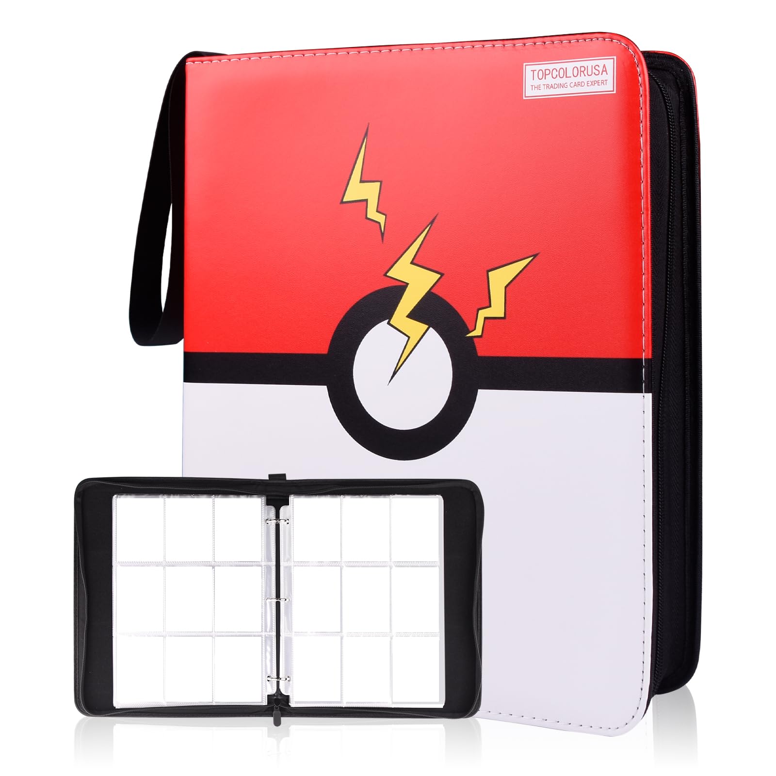Carpeta de 1800 tarjetas de 9 bolsillos, carpeta de tarjetas coleccionables con cremallera premium, carpeta de colección de poliuretano de doble cara de 1800 bolsillos, álbum de coleccionista, carpeta