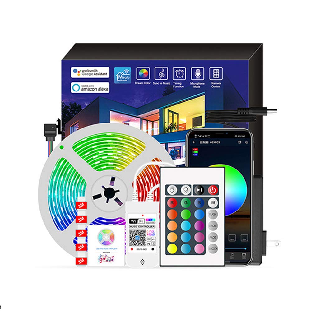 ZertyIre 49.2ft WIFI LED Strip Lights, App Control, Ultra Long RGB 5050 Color Changing LED Light Strips Kit with 24 Keys Ir Remote Led Lights for Bedroom, Kitchen, Home Decoration (15m)