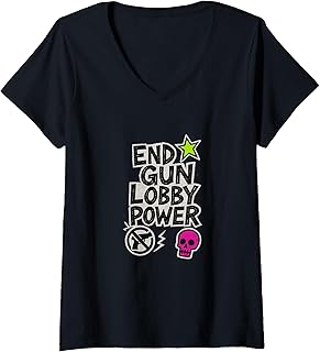 Womens End Gun Lobby Power Activist Graphic V-Neck T-Shirt