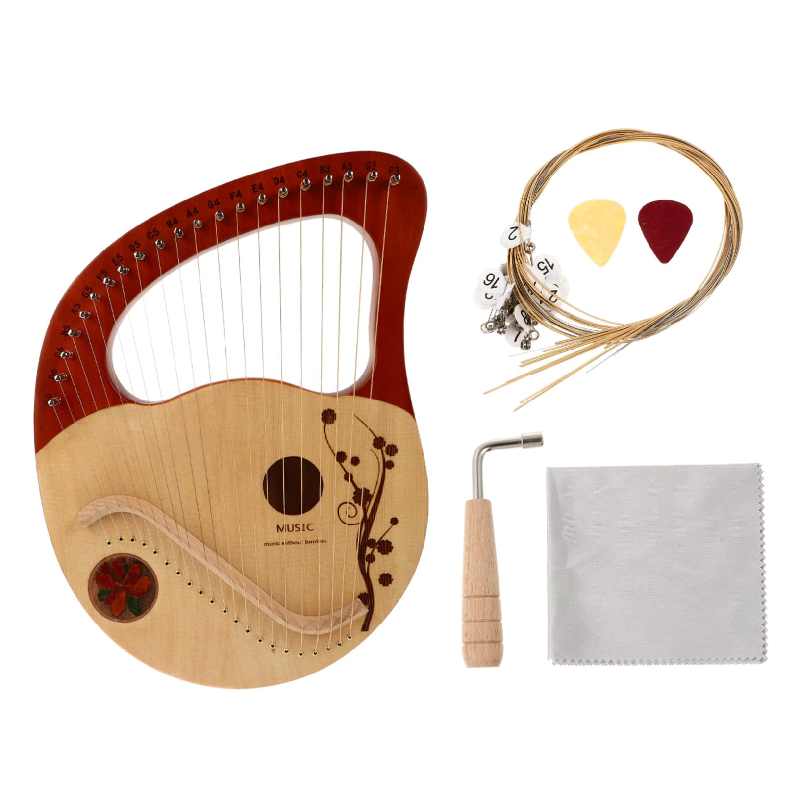 Tragbare Leierharfe mit Stabilem Soundeffekt 21-saitige aus Fichte und Glatter Oberfläche für Kinder Musikinstrument Satz mit Zubehör