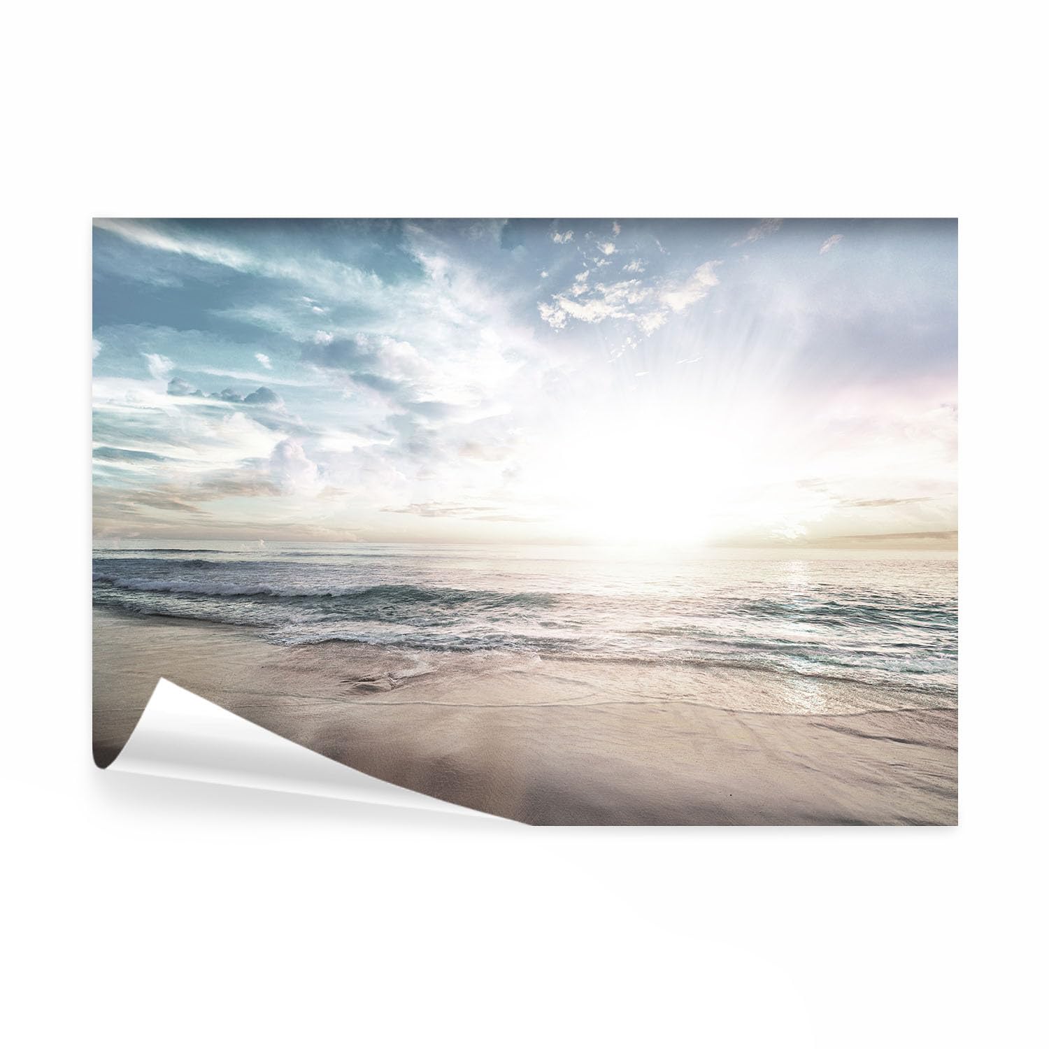 decomonkey Premium Fototapete Strand, 400x280 cm, XXL, Natur Meer Himmel | Landschaft, Sonne, Blau, Vlies, Schlafzimmer, Wohnzimmer, Design, Tapete, Fototapeten, Tapeten, Vliestapete, Wandtapete, Wand