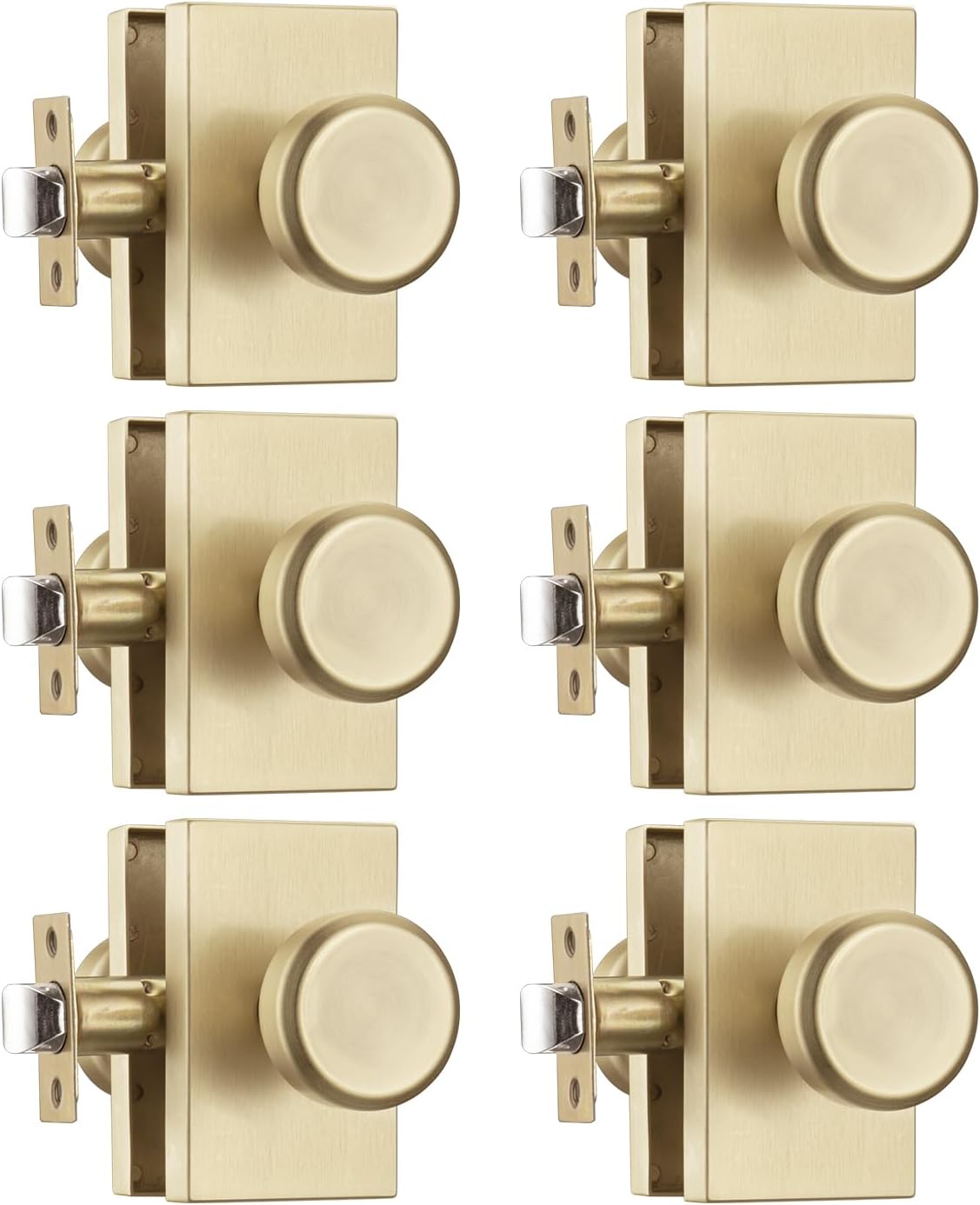 6 Pack Black Door Knobs for Non Locking,Pismo Privacy Door Knob for Bath & Bedroom,Interior Door Handles for Hall