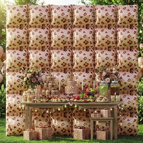 Image of Xqumoi Cheetah Print Square Foil Balloons Wall Backdrop - 36pcs Mixed Color Leopard Print Balloon Kit, Party Decor for Birthday, Bachelorette, Wild Theme Party Photo Booth Backdrop (Leopard)