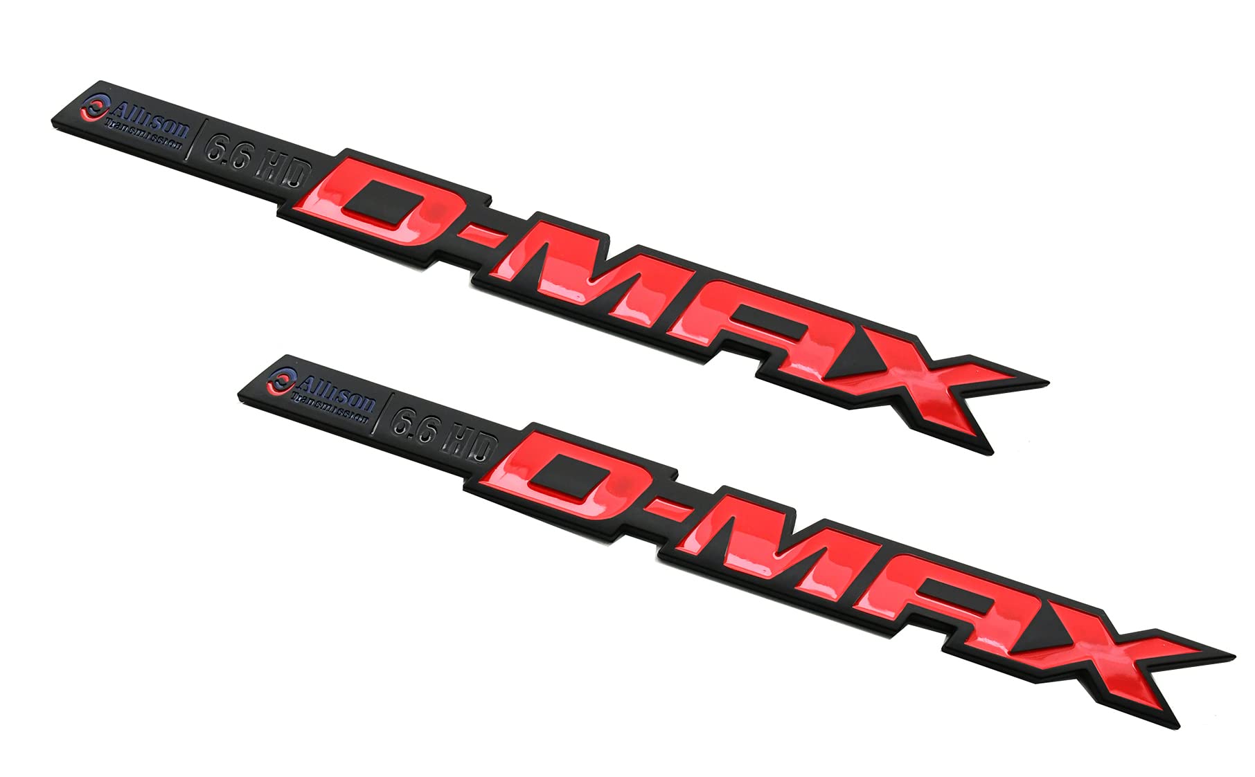 Emzscar 2pcs Duramax DMAX Allison 6.6HD Emblems 3D Badge Decal Stickers Repacement for for Silverado 2500HD 3500HD (Black Red)