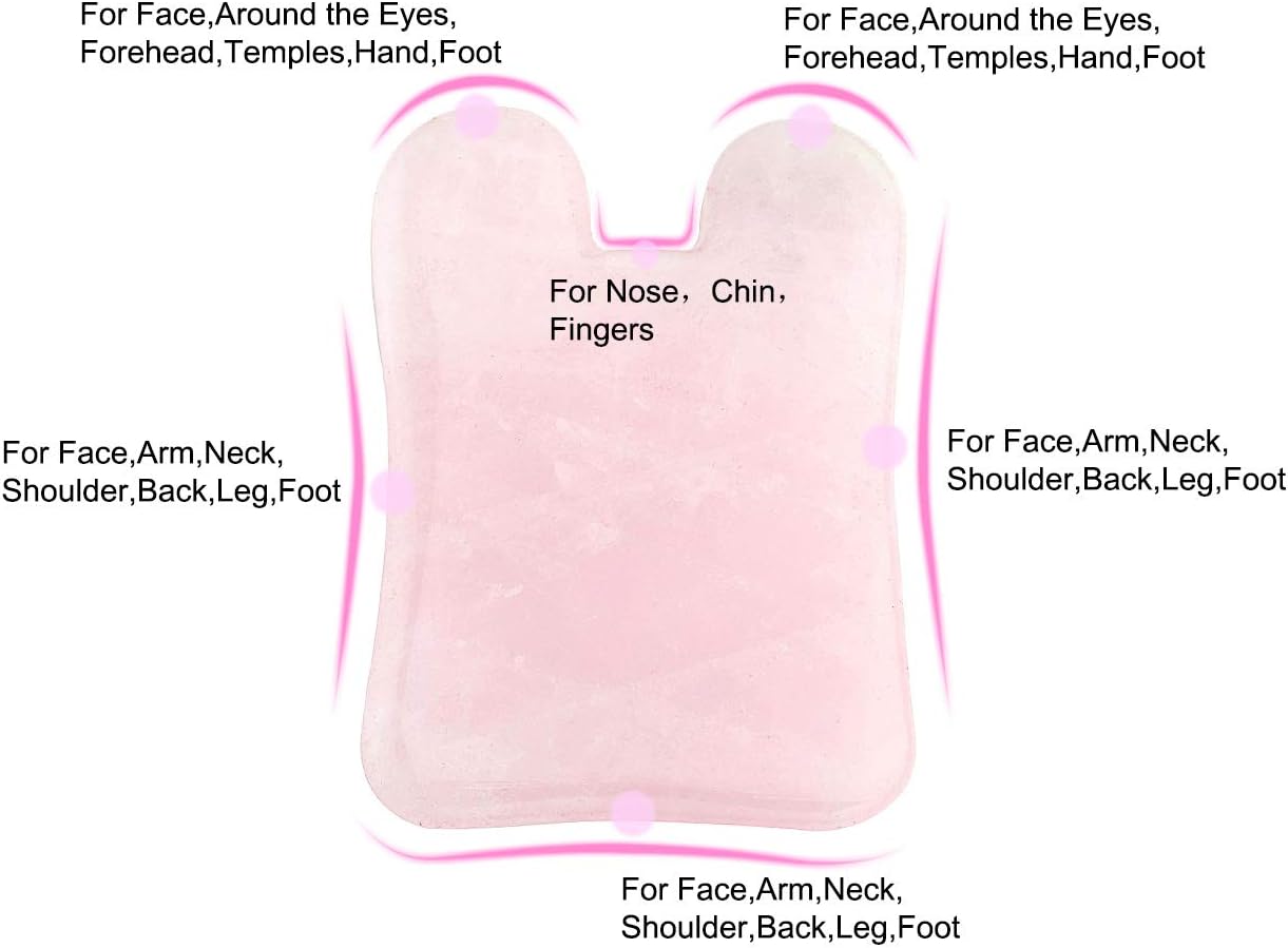 Jovivi Gua Sha Scraping Massage Tools, 3 Pcs Rose Quartz Multi-Shape Guasha Board for Face & Body, Natural Crystal Stone Gua Sha Facial Tool, Face Massager for Traditional Acupuncture Therapy