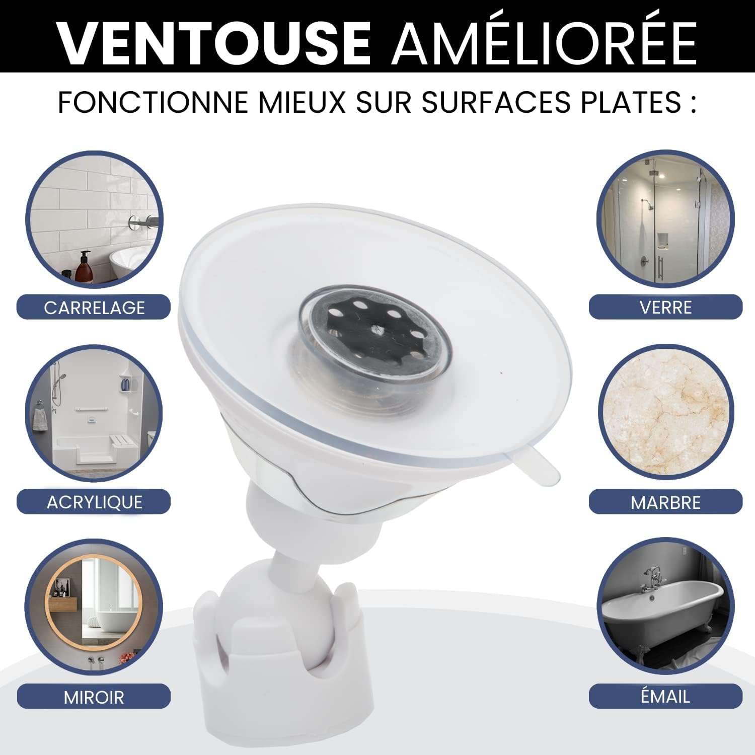 Mirrorvana Miroir de Douche Rond grossissant 3X pour Rasage sans buée avec Ventouse Solide, Miroir incassable pivotant à 360°, 17 cm de diamètre