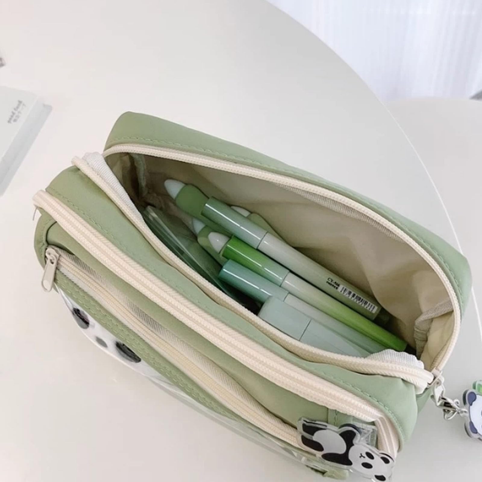 Portarottiera tradizionale cinese panda cancelleria multifunzionale, 9 tasche in tela con chiusura lampo, collezione culturale Panda