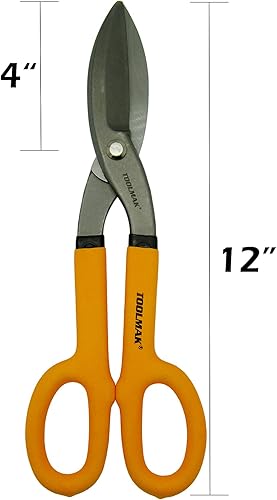 Miniatura 10 de Tijeras de hojalata de 10 pulgadas de patrón recto con agarre cómodo, tijeras de corte de chapa de metal resistentes