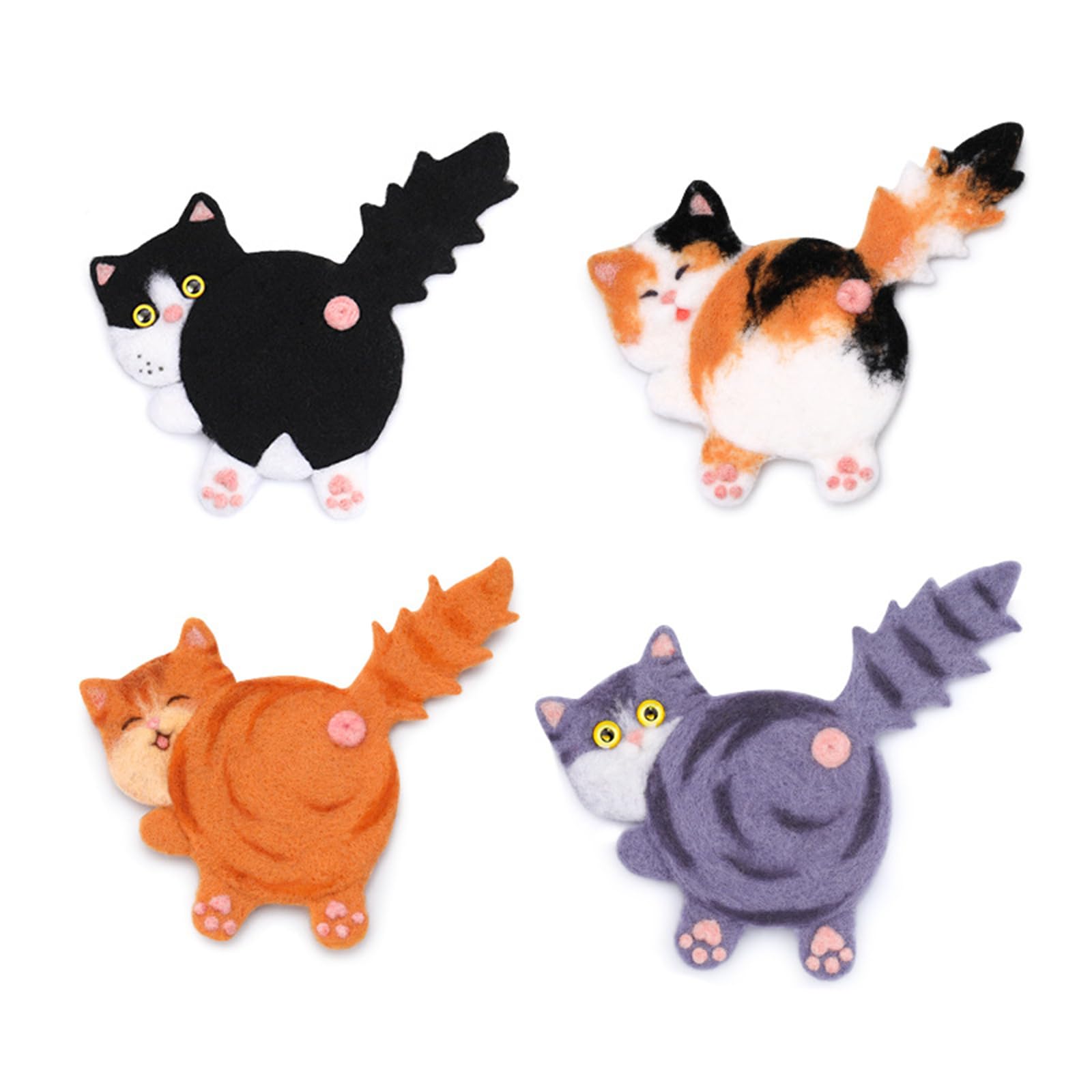 carotoe Lovely Cats Coasters Needle Felting Starter Kits Needle Felting Kits Wool Tool for Woman Set