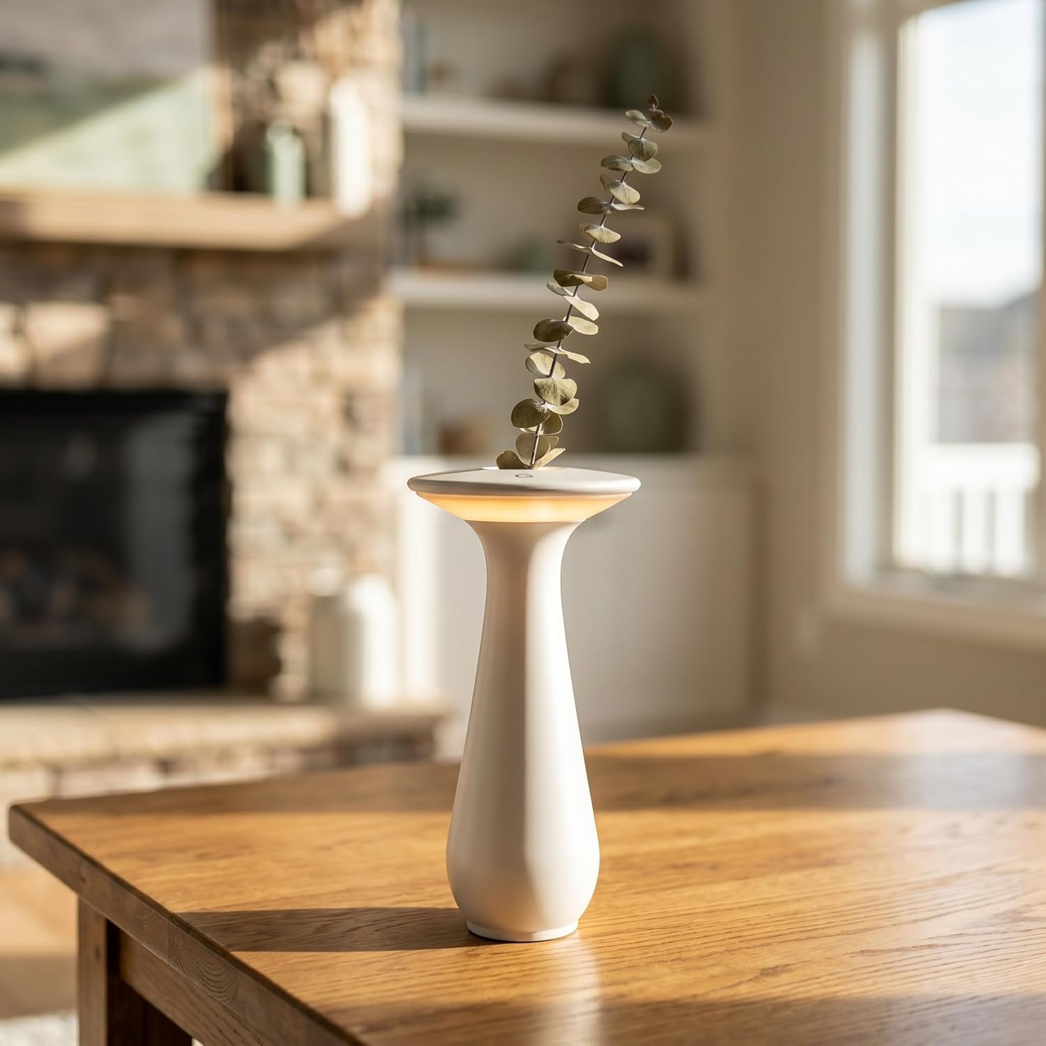 OOWOKS Flowerpot LED Table Lamp Rechargeable Wireless Touch Control led Dimmable Warm Light IP65 Waterproof USB Rechargeable Outdoor Table Light Restaurant Table Decoration,White