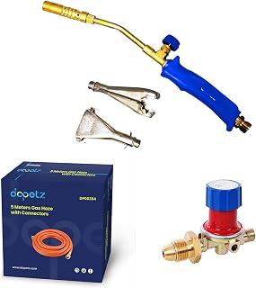 Dapetz ® Propane Butane Gas Torch with 3 Replaceable Tips/Nozzles with Adjustable Propane Gas BBQ Burner High Pressure Regulator Blow Roofers and 5 Metre Rubber Hose
