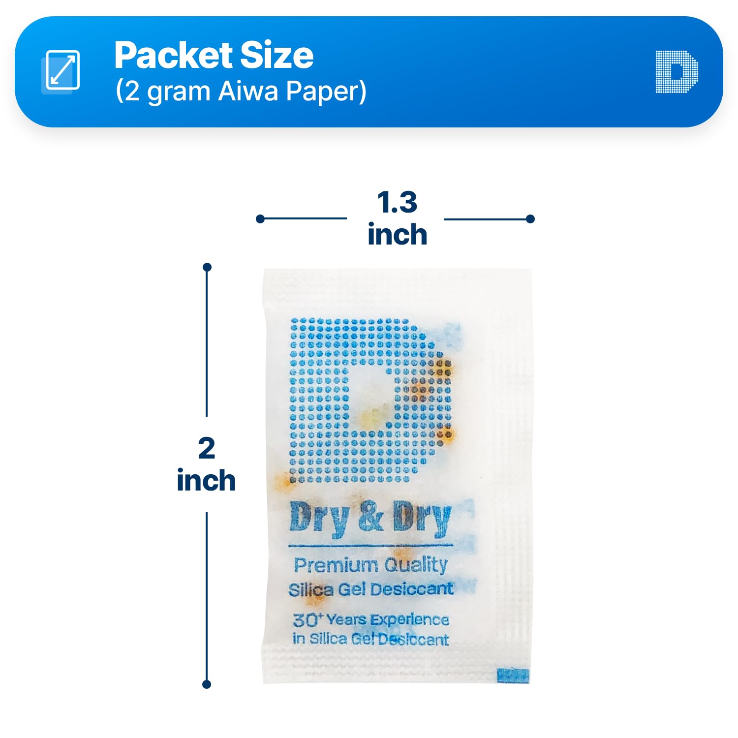 Paquete de 2 gramos de 100 "Dry & dry paquetes de Gel de sílice desecante Deshumidificadores