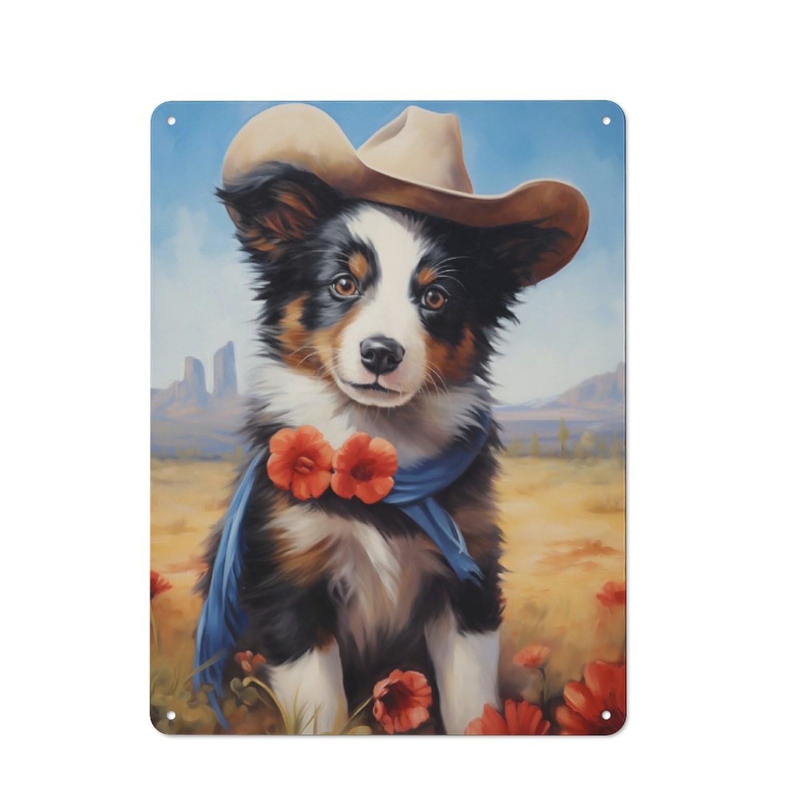 Junmoney Puppy Cowboy Retro Tin Sign 40X30cm For Bar Or Restaurant, For Collectors Of Retro Metal Wall Decor