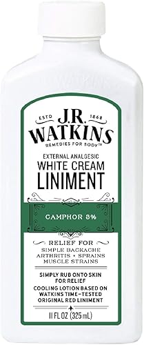 J.R. Watkins White Cream Liniment Alivio del dolor Alivia dolores y dolores de artritis Alivio muscular refrescante Fabricado con aceite de