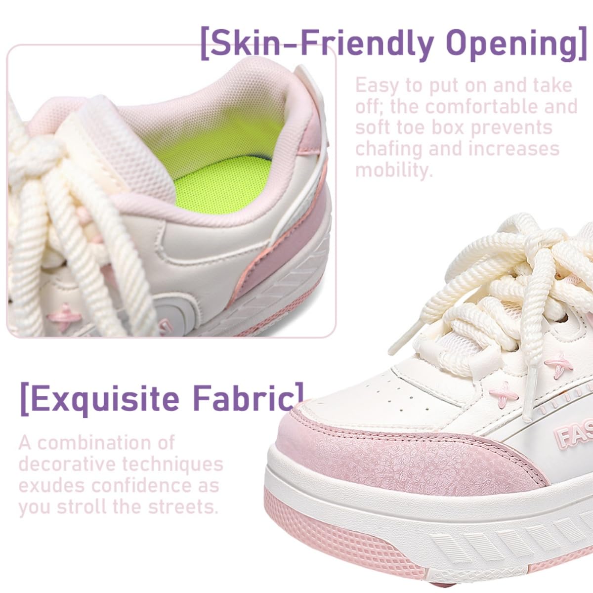 Mateju Schuhe mit Rollen für Mädchen un Junge, Kinder Rollschuhe mit 4 Rollen Abnehmbar, Unisex Schlicht Komfort Outdoor Sportschuhe Skateboardschuhe 2-in-1 Turnschuhe