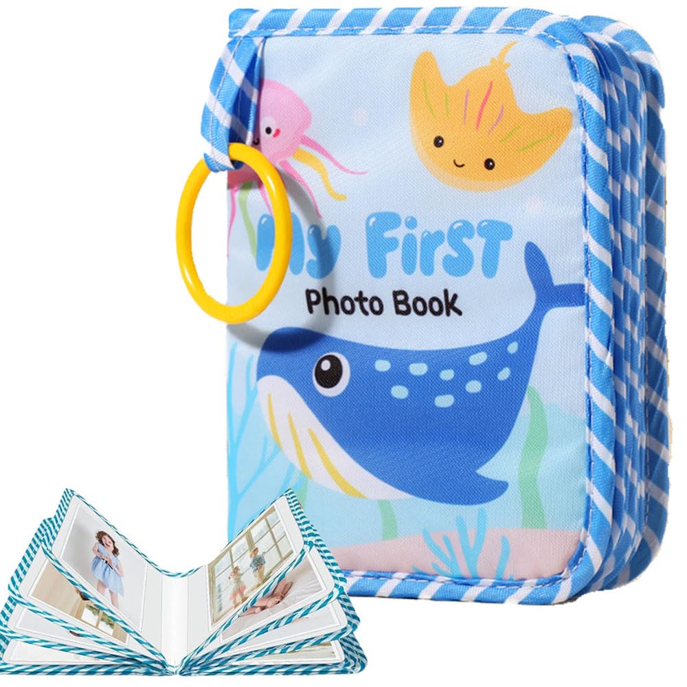 Oaygat Baby's My First Photo Album 17 4x6 Pictures Soft Cloth Photo Album Unisex Kids' Personalized Memory Photos Albums for Family Baby Shower Party Toddler Kid Girl