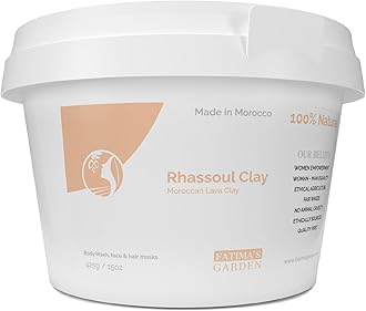 Fatima's Garden Rhassoul Clay, 100% Natural Moroccan Ghassoul Clay Powder for Face, Hair & Hammam; cleansing and softening & Purifying for the skin/hair, Vegan Cruelty-Free - 15oz / 425gr