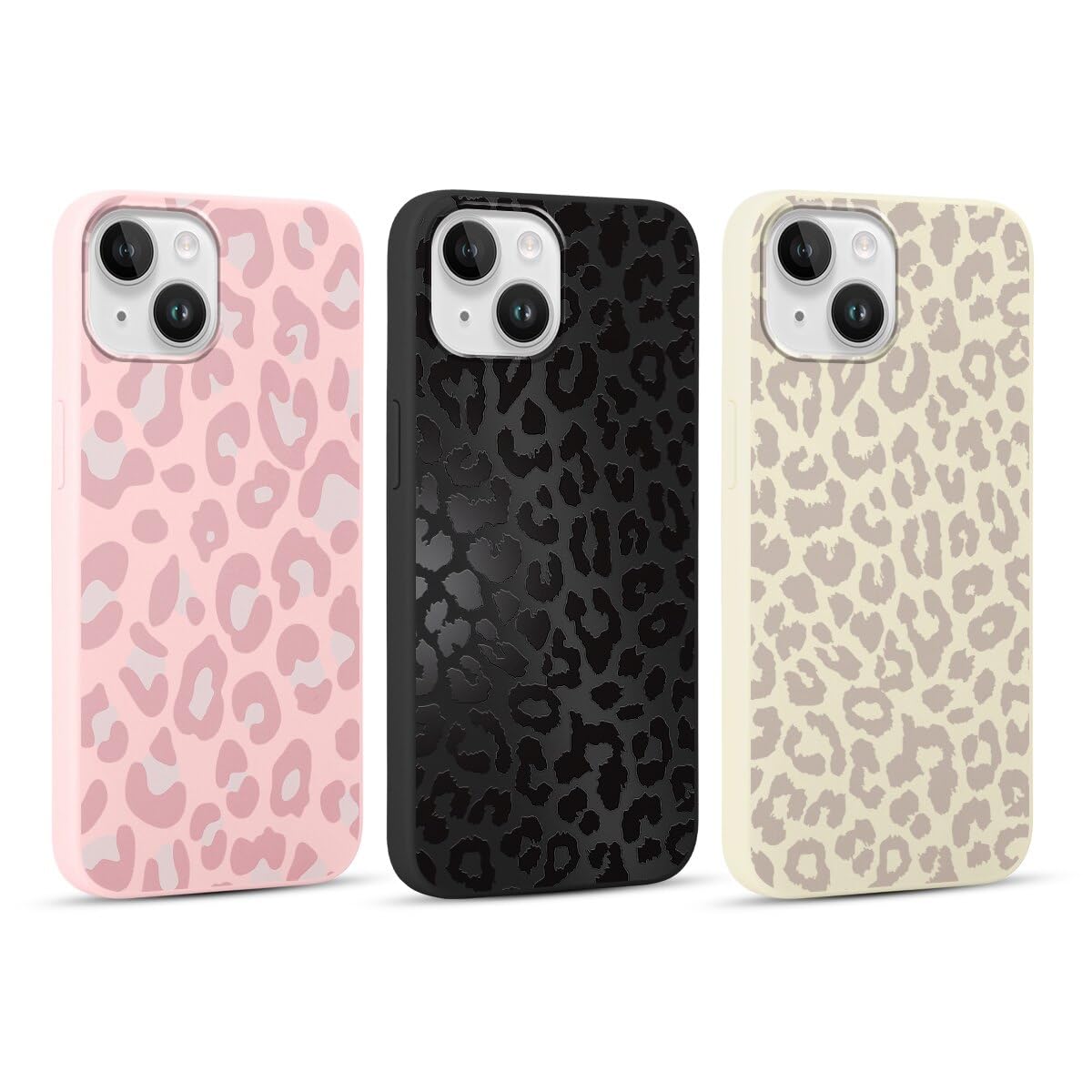 3 Pack Cute Cheetah Print for iPhone 14 Pro Max 6.7" Phone Case, Leopard Aesthetic Design Cases Soft Silicone Slim TPU Shockproof Protective Fundas for Women Girls