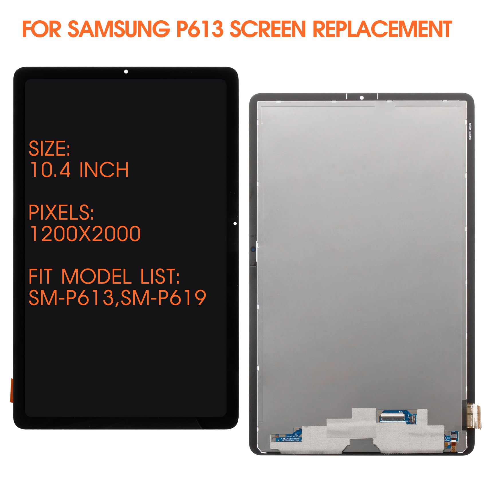 LCD Bildschirm für Samsung Galaxy Tab S6 Lite 2022 LCD Display für Samsung Tab S6 Lite 2022 SM-P613 SM-P619 10,4 Zoll Bildschirmersatz Digitizer Glasplatte Assembly mit Reparatur, Schwarz