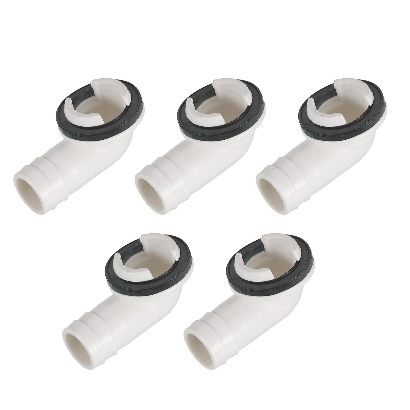 QUARKZMAN 5Pz Raccordo a Gomito per Tubo di Scarico 16mm Bianco | e Condizionatori a Finestra, con Anello in Gomma, del Condizionatore, per Unità Split