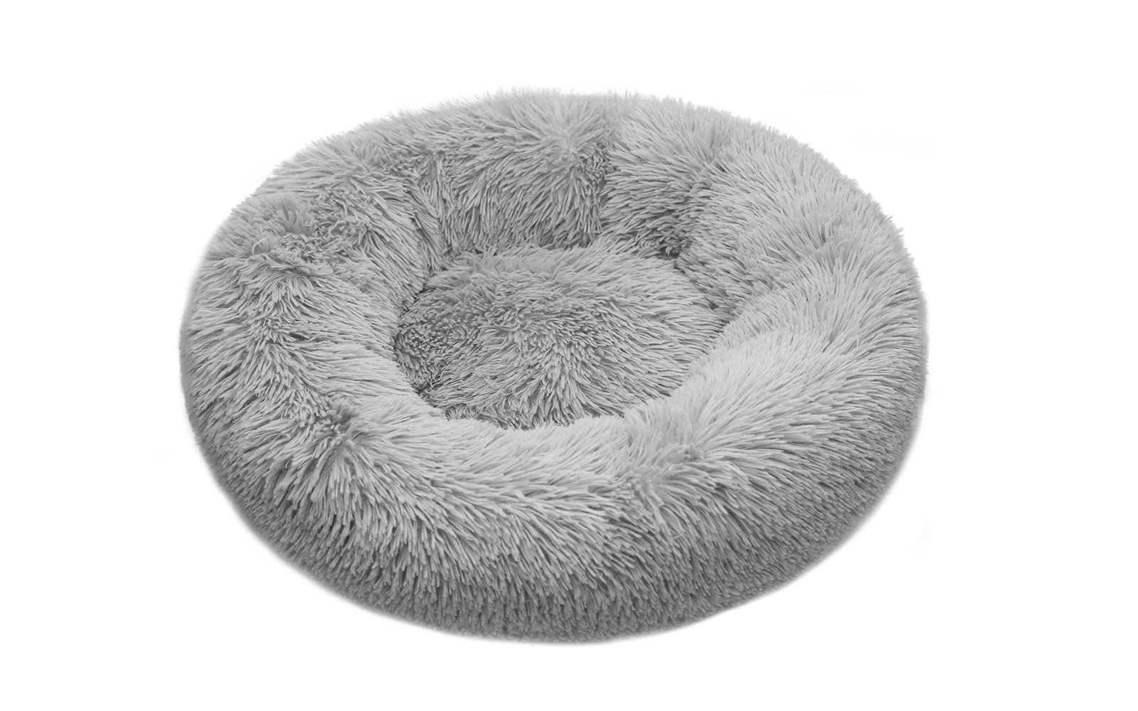 FISTAD Cama para Perros Cama para Gatos, Cama de Felpa Suave Redonda Lavable para Gatos con Parte Inferior Antideslizante Adecuado para Gatos y Perros Pequeños (50cm Gris Claro)
